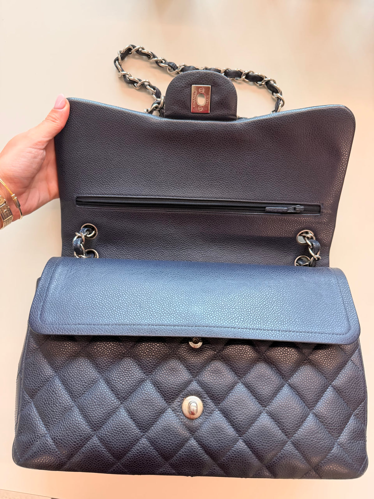 Chanel Jumbo Double Flap Bag Caviar Navy