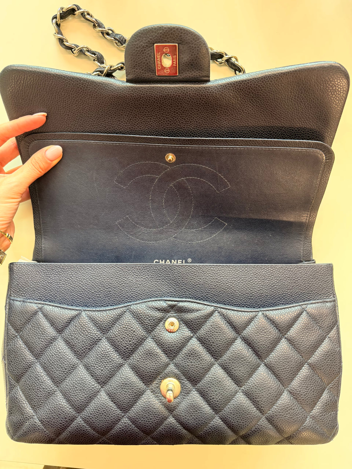 Chanel Jumbo Double Flap Bag Caviar Navy