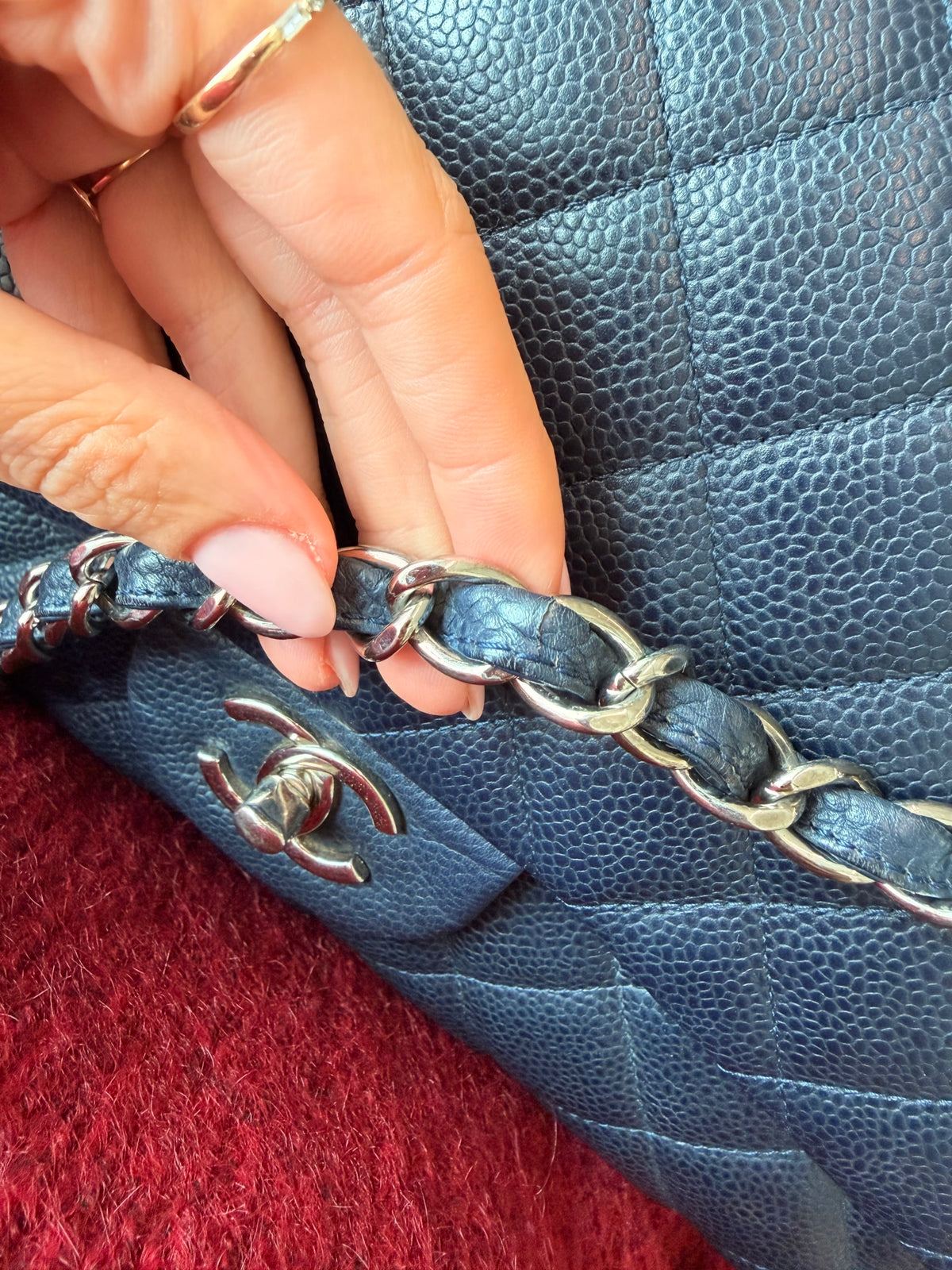 Chanel Jumbo Double Flap Bag Caviar Navy