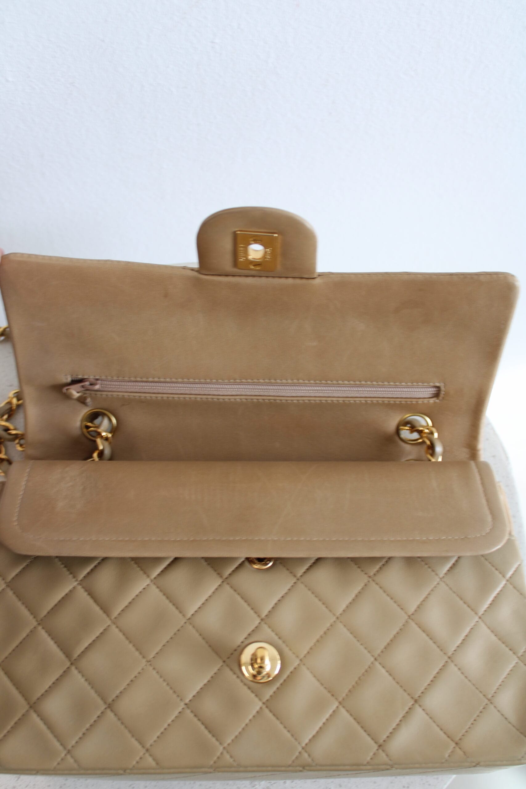 Chanel Double Flap Bag Medium Beige - Image 11