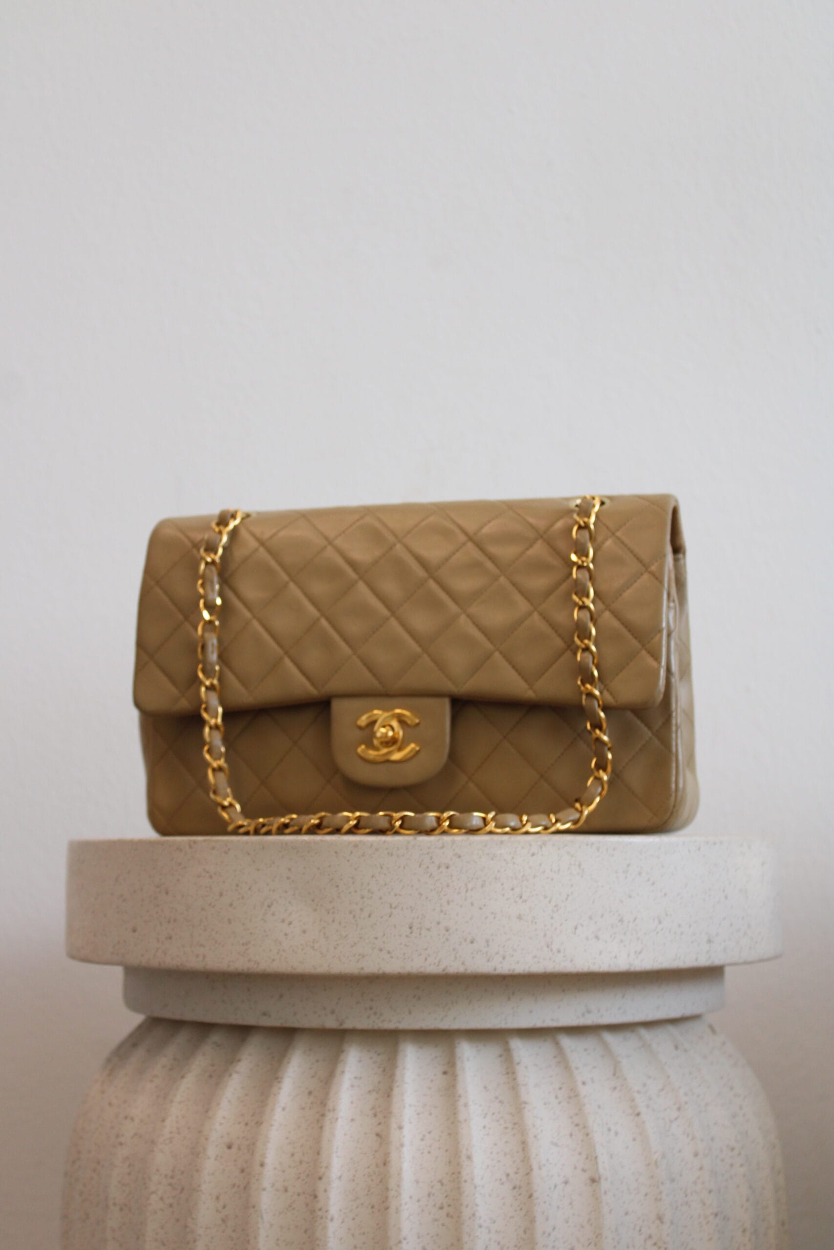 Chanel Double Flap Bag Medium Beige
