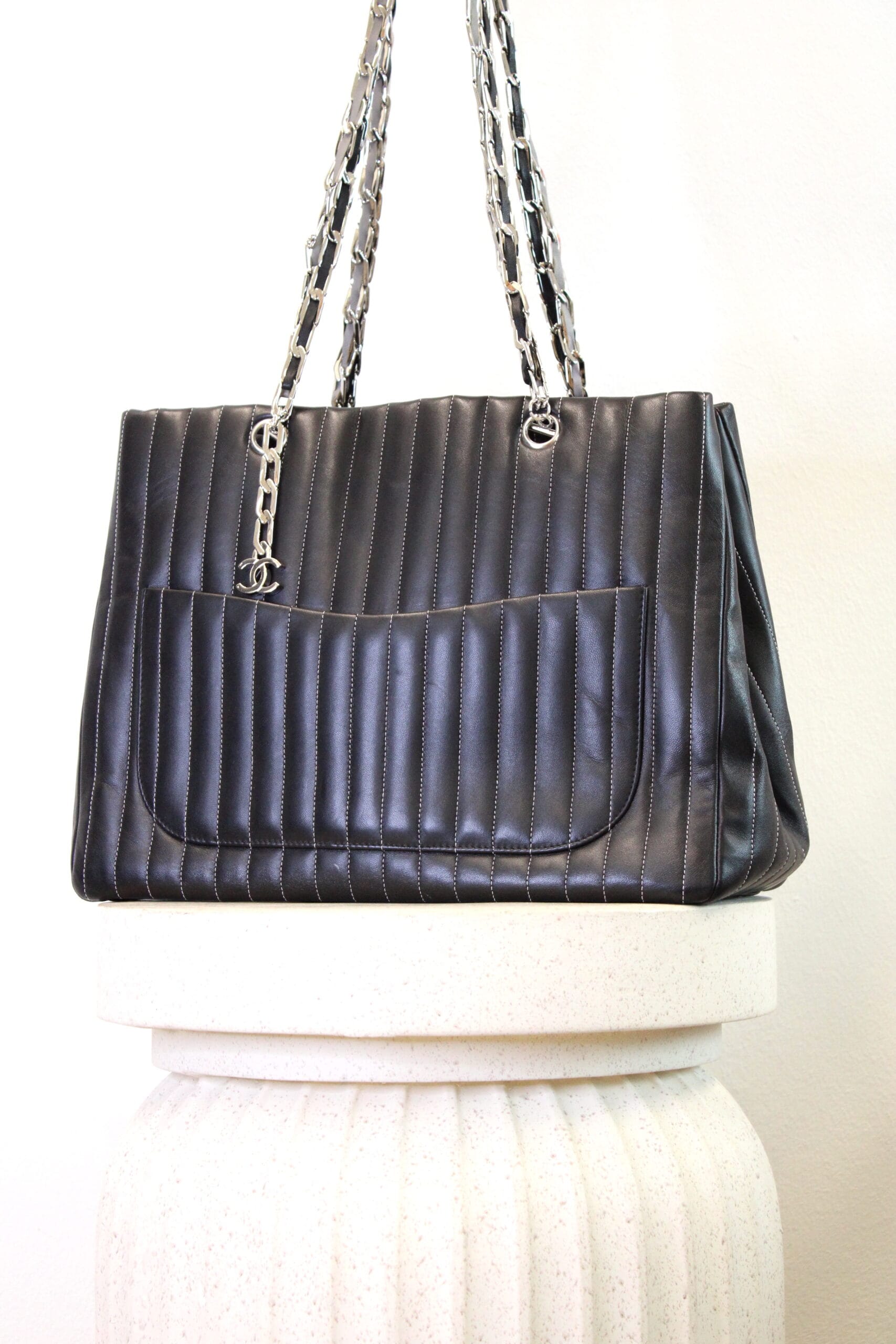 Chanel Leather Stitch Tote Black