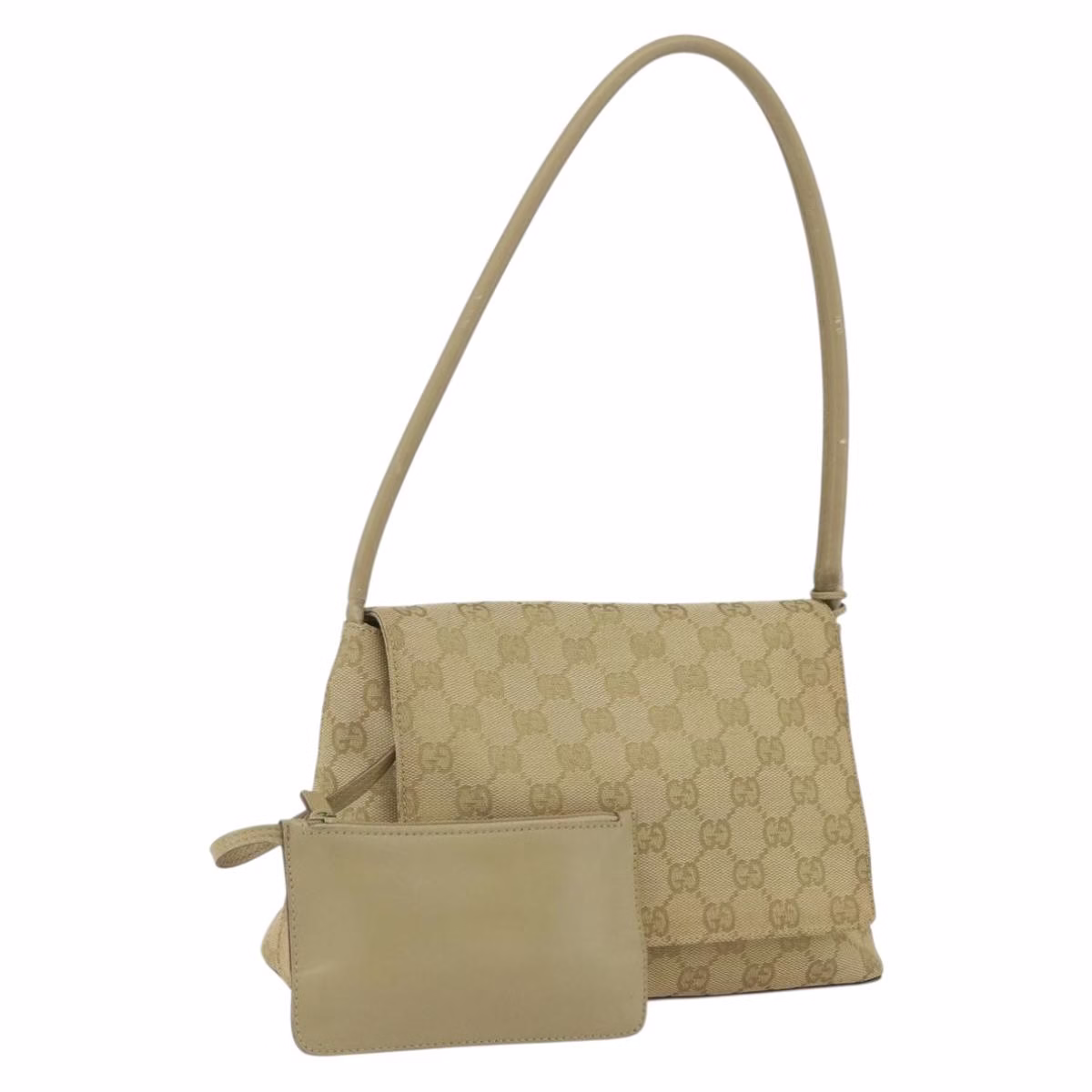 GUCCI GG Canvas Shoulder Bag Beige