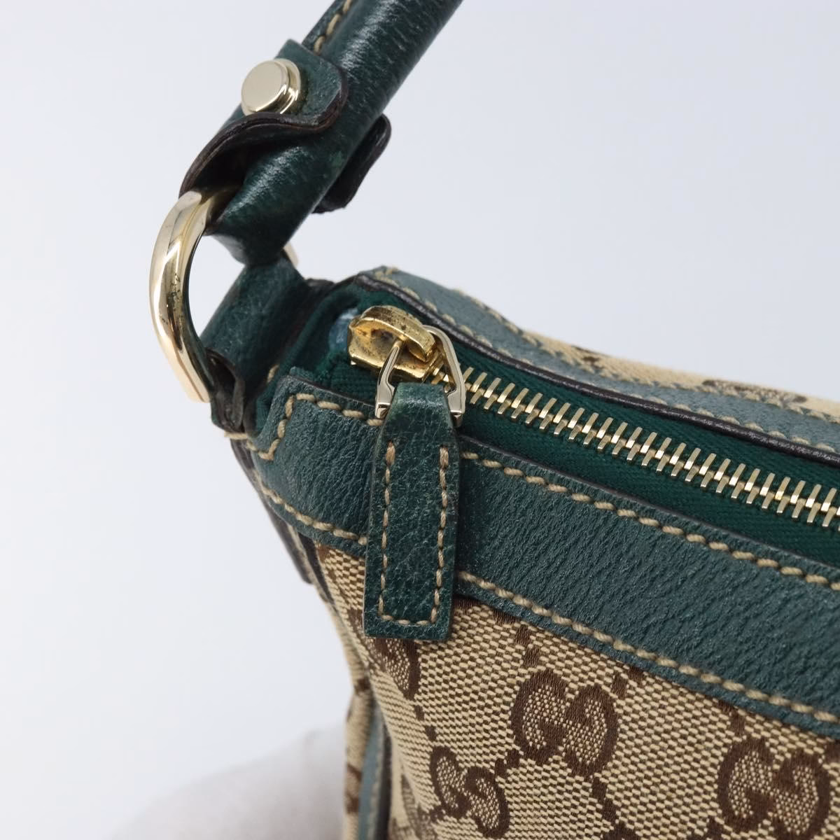 Gucci Canvas Shoulder Bag Green - Image 12