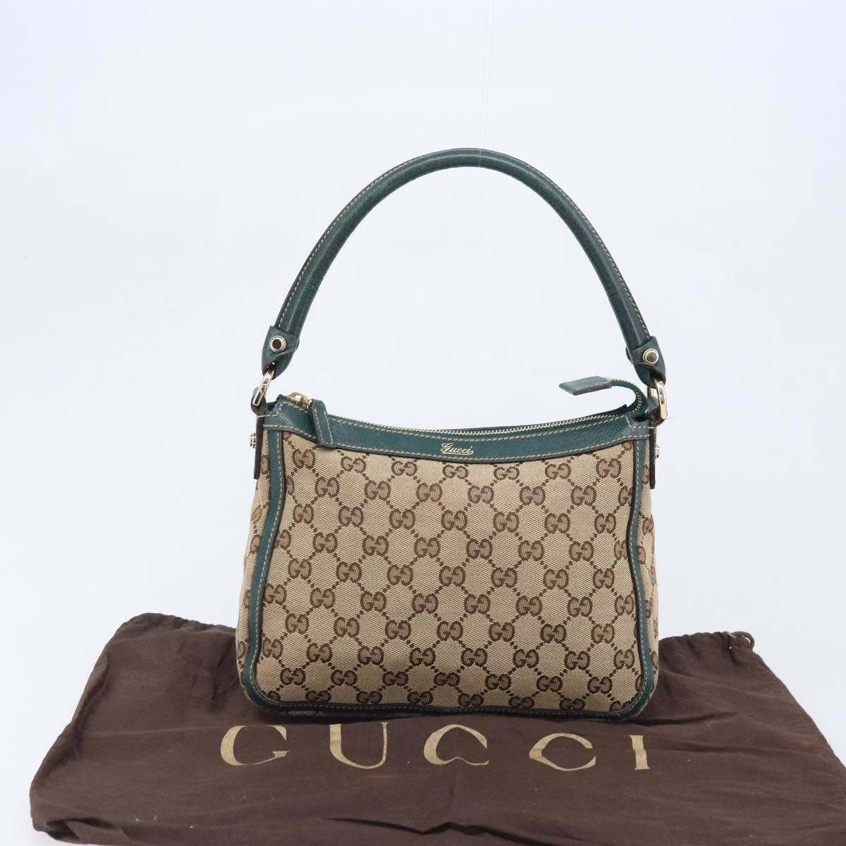Gucci Canvas Shoulder Bag Green - Image 3