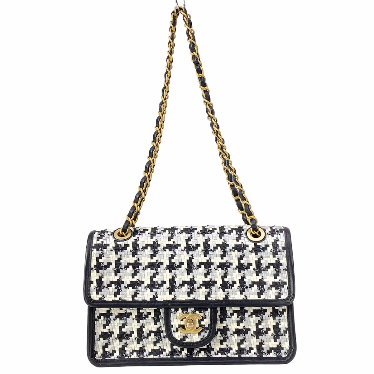 Chanel Single Flap Bag Leather Tweed - Image 3