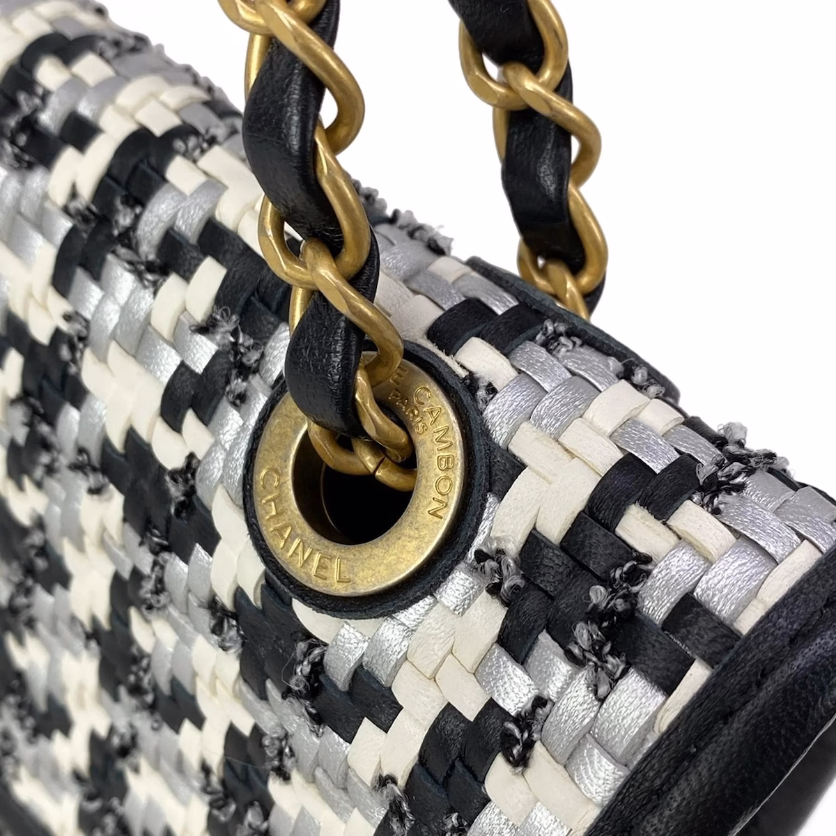 Chanel Single Flap Bag Leather Tweed - Image 15