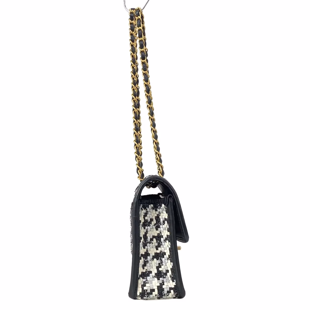 Chanel Single Flap Bag Leather Tweed - Image 4