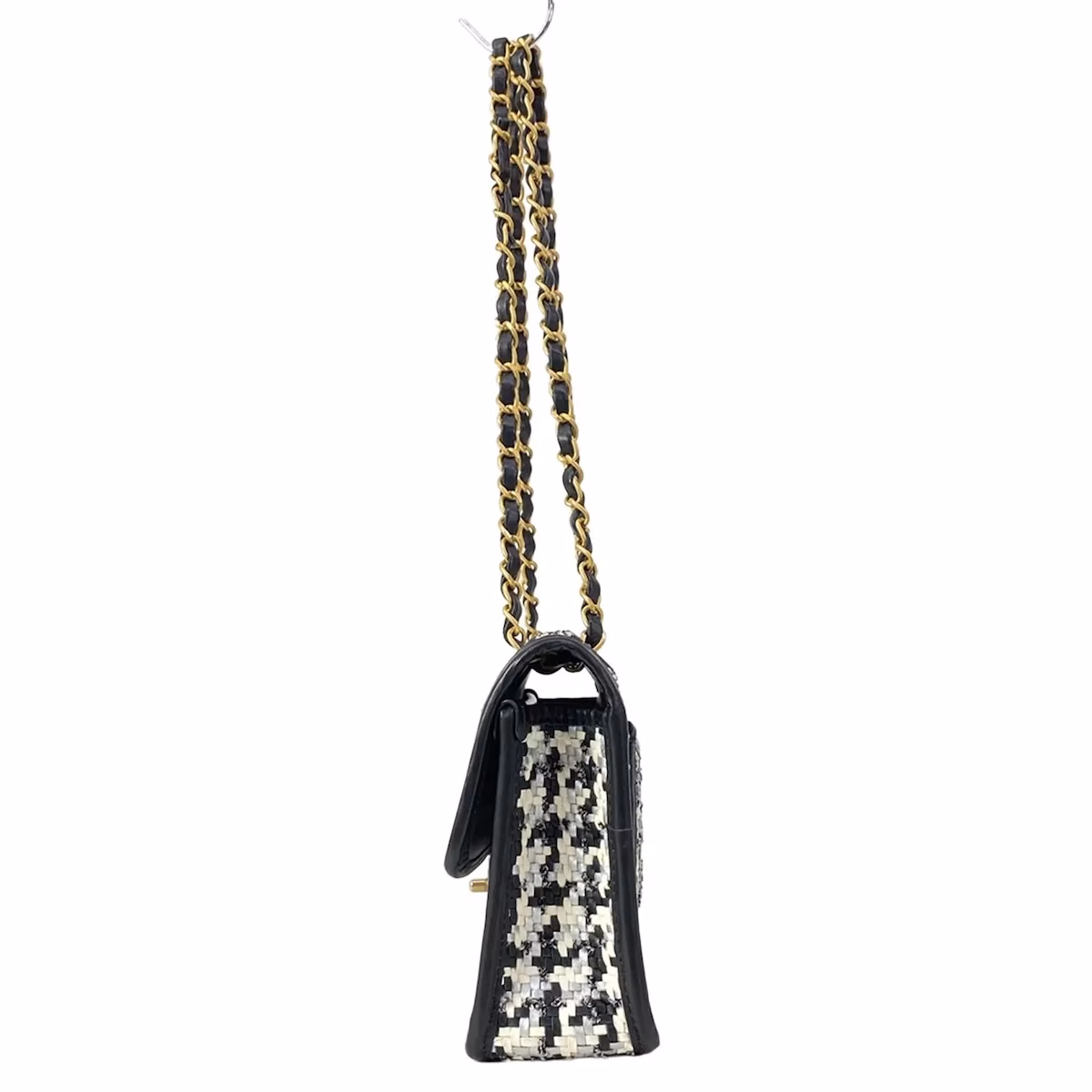 Chanel Single Flap Bag Leather Tweed - Image 6
