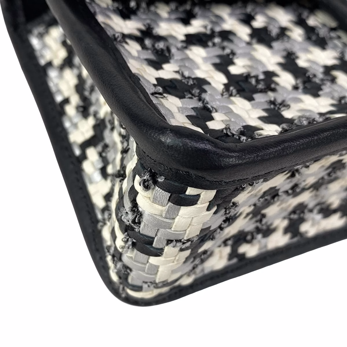 Chanel Single Flap Bag Leather Tweed - Image 9