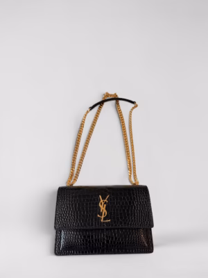 Saint Laurent Sunset Medium Croc Black