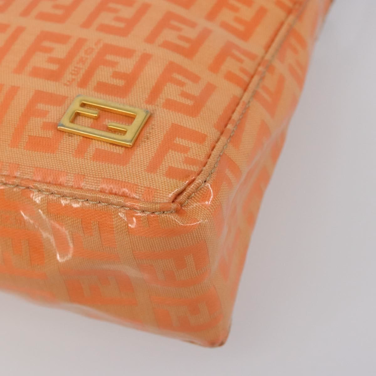 Fendi Zucchino Patent Shoulder Bag Orange - Image 9