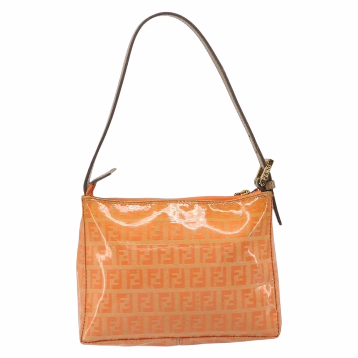 Fendi Zucchino Patent Shoulder Bag Orange - Image 3