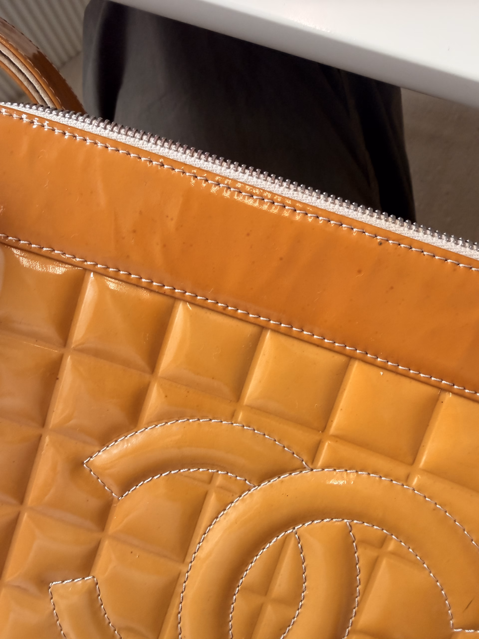 Chanel Patent Choco Bar Amber - Image 17